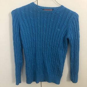 Blue VV cable knit sweater